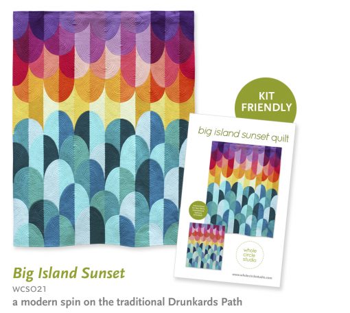 Make a modern sunset quilt using a drunkards path. Beautiful rainbow quilt makes a great gift for a beach over or yoga enthusiast. 
