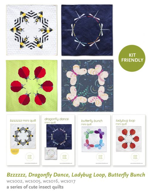 Make a cute bee, dragonfly, ladybug and butterfly mini quilts! All easy foundation paper piecing patterns. 