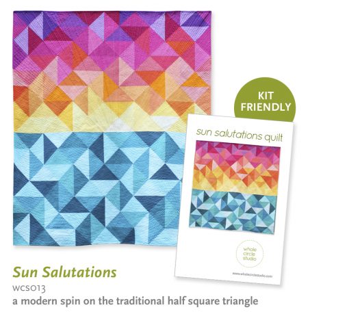 Make a modern sunrise quilt using a half square triangle pattern. Beautiful rainbow quilt makes a great gift for a beach over or yoga enthusiast. 
